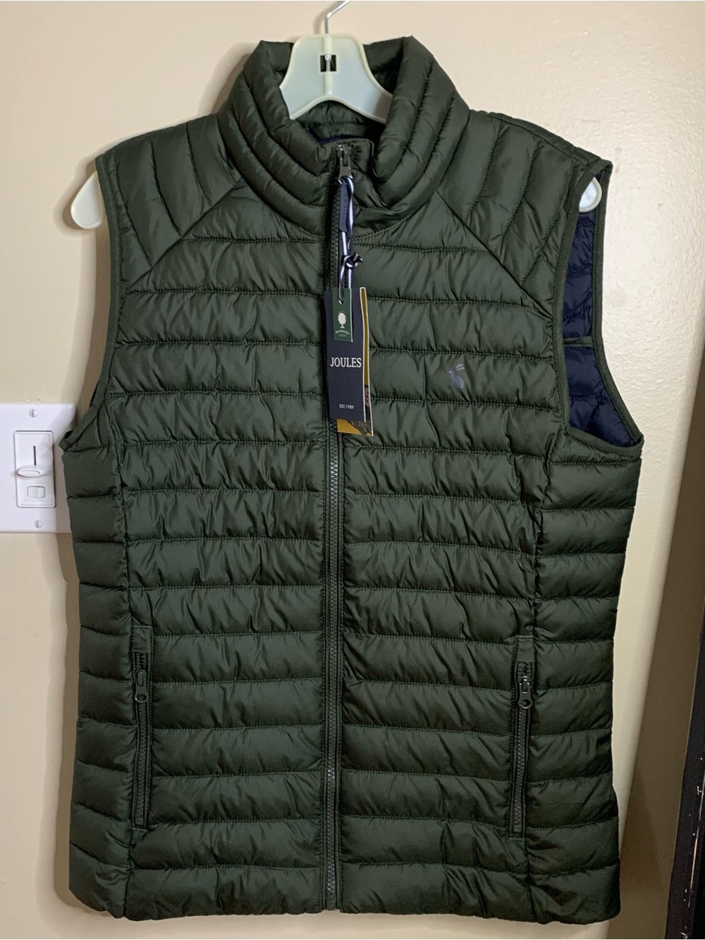 Mens Black Joules Wide Puffer Vest Small Green